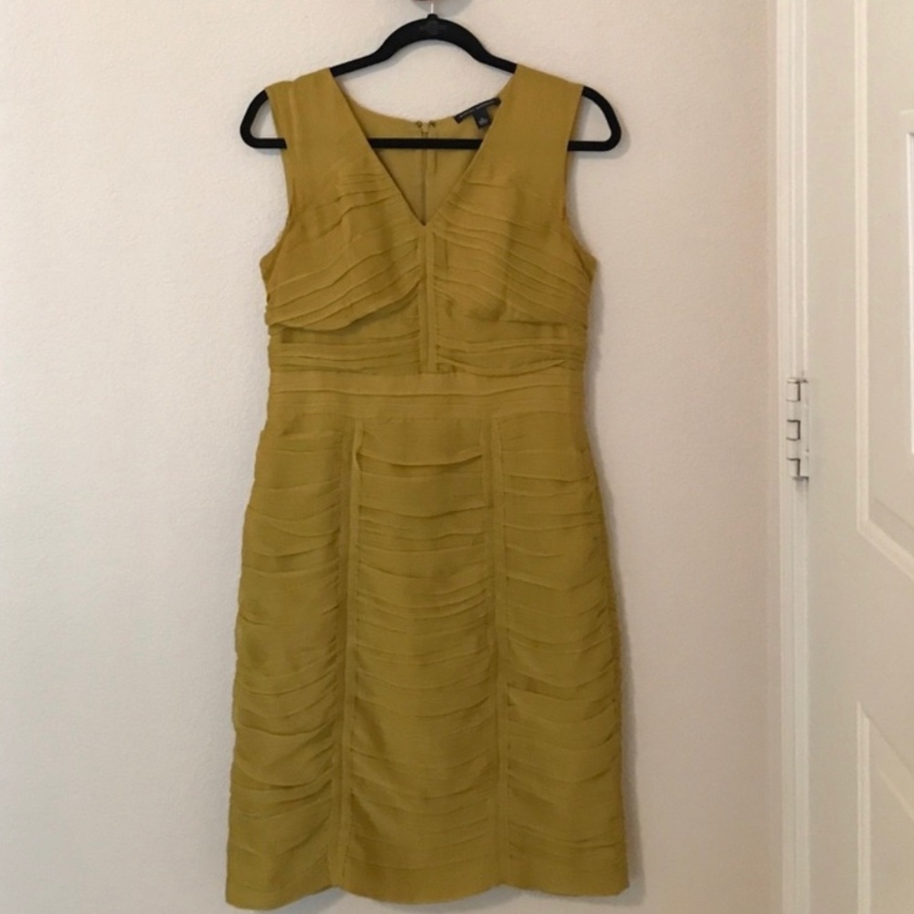 Banana Republic mustard yellow cocktail dress